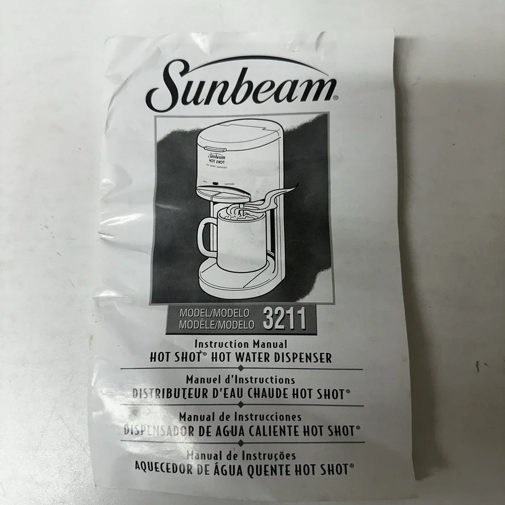Vtg Sunbeam 3211 Hot Shot Fast Water Dispenser 16oz White 1995 Old Stock White